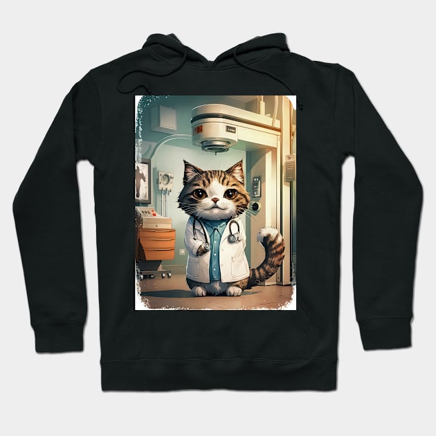 Cute radiologist cat Hoodie by Spaceboyishere